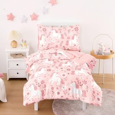 - Bedding Set for Girls, Cute Unicorn Floral Botanical, 4 Pieces Soft Crib Be...