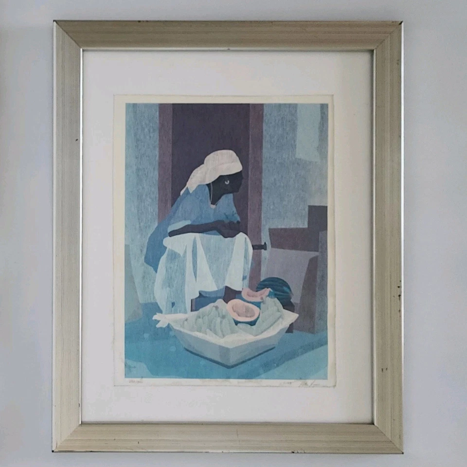 Serigrafía Peter Lynn "Mercado" Edición Limitada Firmado Enmarcado Arte De Colección Foto 4 de 4