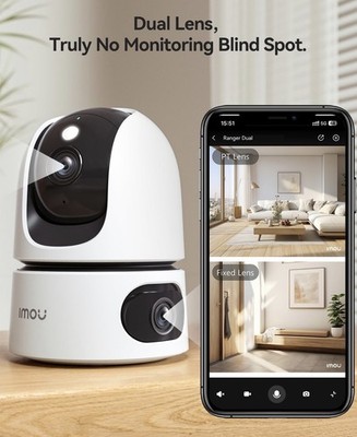 Imou 2-in-1 3K Indoor Überwachungskamera Dual-Objektiv, Haus Überwachungskamera 360°Voll