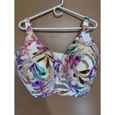Cacique Lane Bryant Floral Unlined No-Wire Bra 44I Tropical Orchid Print NEW