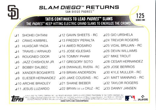 2022 Topps #125 Slam Diego Returns San Diego Padres - Bild 2 von 2