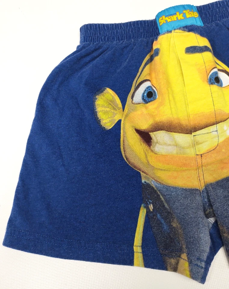 复古 2004 Dream Works Shark Tale Oscar PJ 睡衣短裤 ~ 儿童 L 码 (10-12) — 第 3/4 张图片