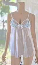 Y2K Victoria's Secret I Do Collection White Blue Lace Nighty Babydoll SMALL