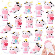 36 Pcs Cute Rubber Cows Bulk Squeak Floating Cow for Bath Toys Rubber Animals...