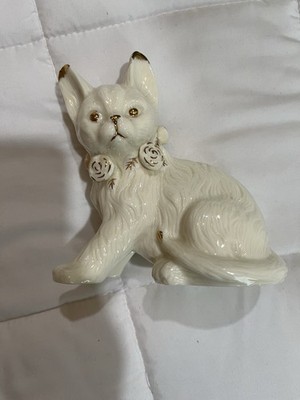 Cat Figurine Formalities By Baum Bros White Porcelain W Gold Trim 5.5  By 5 