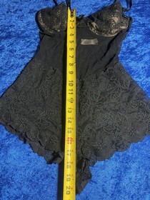 Vintage Victorias Secret Lingerie Size 34c Black Mesh Lace Romper Bodysuit