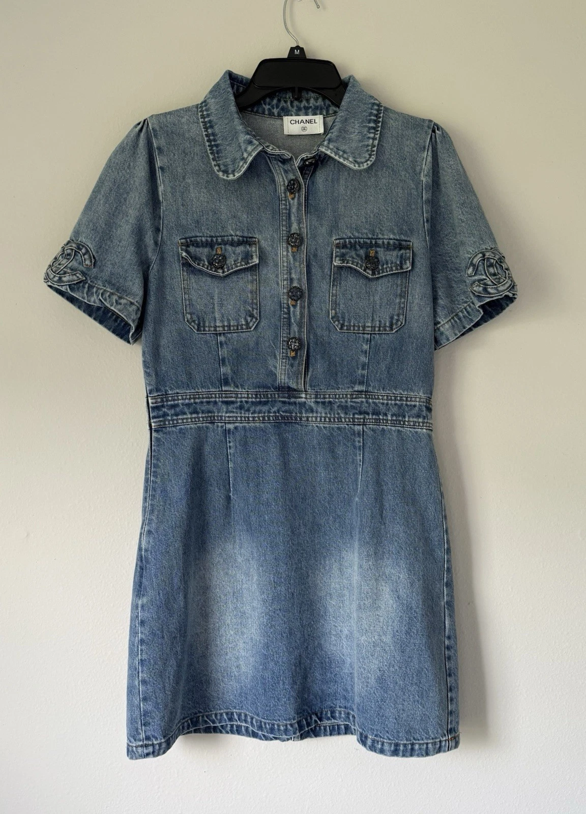 CHANEL Abito denim manica corta colore navy taglia 40