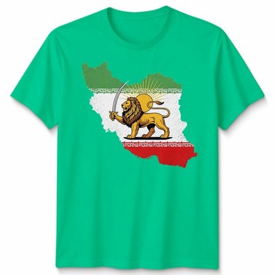 Iran Flagge mit Löwe und Sonne Emblem Make Iran Great Again Vintage Unisex Tshirt