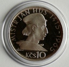 Tschechoslowakei 10 Kronen 1965 Jan Hus, Silber, PP,  5.000 St&uuml;ck