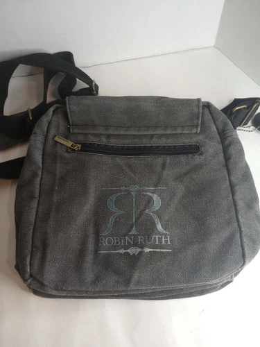 Robin Ruth Black With British Flag Canvas Messenger Crossbody Bag Shoulder Strap - Picture 4 of 8