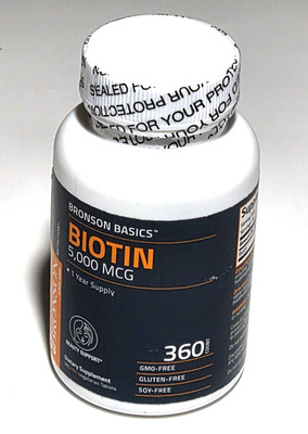 Bronson Biotin 5,000 mcg Supports Hair, Skin, Nails, 360 Count Sealed EXP 04/27