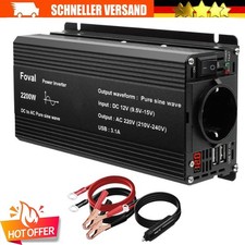 2200W Reiner Sinus Spannungswandler 12V auf 230V mit 2USB & LED-Anzeige