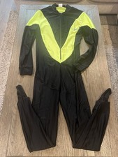 Mens IHK Spandex skin Full Body Zentai Suit Bodysuit Black Neon Large