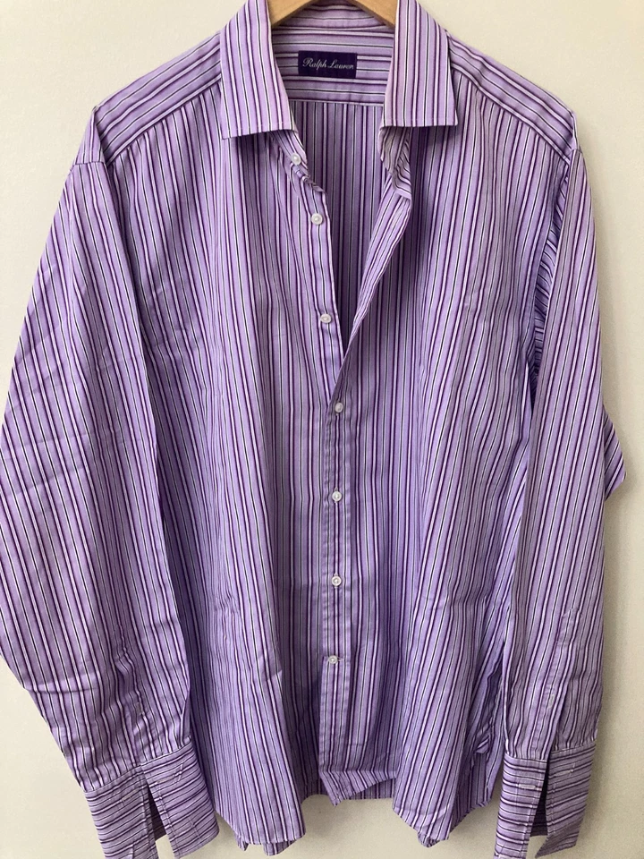 Camisa de vestir Ralph Lauren etiqueta púrpura púrpura puños franceses 44/17,5 en muy buen estado Foto 2 de 4