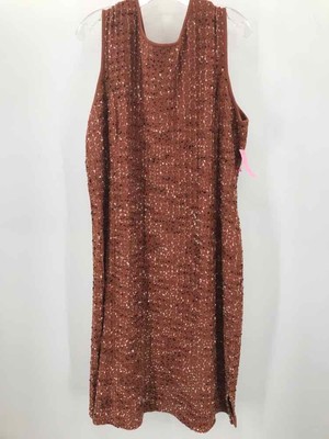 Pre-Owned Ming Wang Brown Size XL Shift Midi Sleeveless Dress