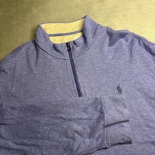 Polo Ralph Lauren Men XXL Blue 1/4 Quarter Zip Pullover Sweater Sweatshirt