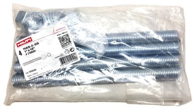 HILTI HAS-E-55 1''x12'' Threaded Anchor Rod w/Nut and Washer [Lot of 4]2198009 NOS