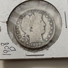 1908-D BARBER SILVER HALF DOLLAR 90% SILVER