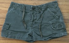 Vintage Abercrombie Army Green Cargo 100 Cotton Shortie Shorts Women XS
