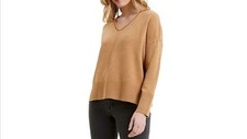 French Connection Womens Babysoft V Neck Jumper in Camel Melange Size S