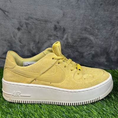 Nike Air Force Low Platform Suede Yellow Sneakers Shoes Women's Size 