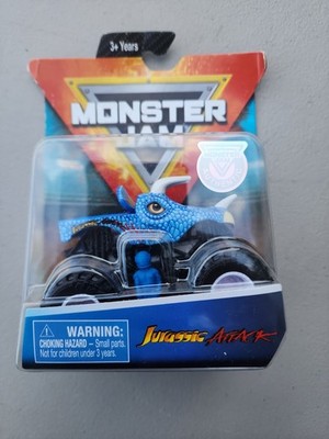 Monster Jam Jurassic Attack Crazy Creatures Blue Diecast Truck HTF Rare 1/64