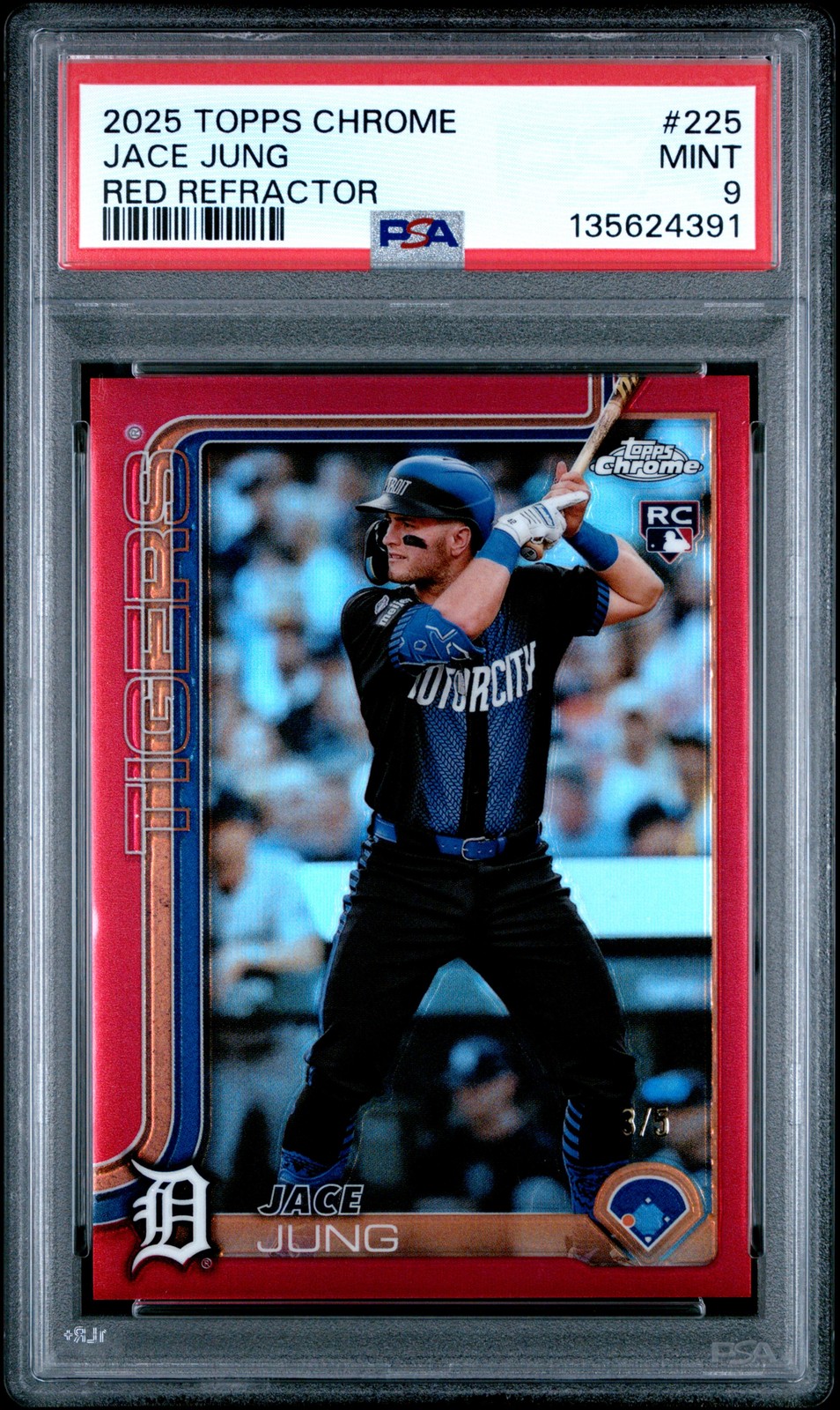 2025 TOPPS CHROME RED REFRACTOR #225 JACE JUNG 3/5 PSA 9
