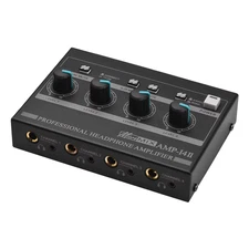 AMP-14 4-Channel Headphone Amplifier Compact Stereo Headphone Amp with Rca/6.35M