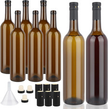 750Ml Clear Glass 8 Bottles 4 Color Cork Lids PVC Shrink Capsules Empty Home Bre