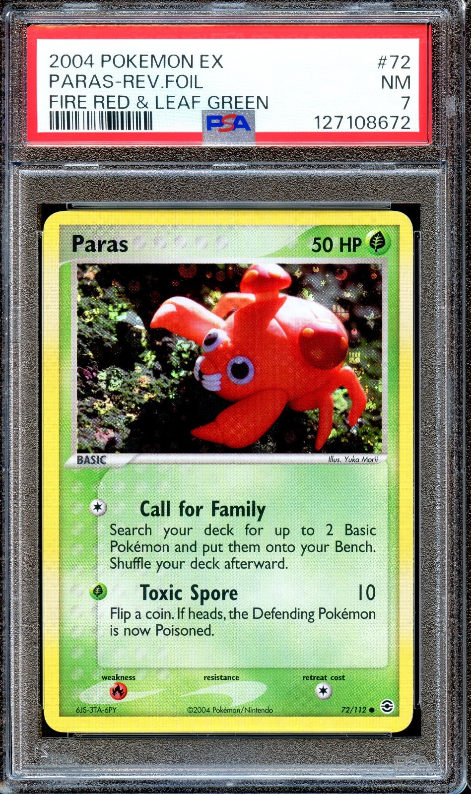 PSA 7 Paras 72/112 Reverse Foil Fire Red & Leaf Green EX Pokemon Card NM