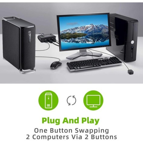 KVM Switches Display Port 4K,HDMI 2.0 2 PC To 1 Monitor Hotkey Control HDMI &USB - 第 4/5 張圖片