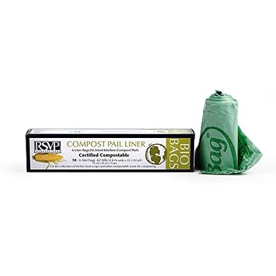 RSVP International Kitchen Collection Compost Pail Green 3 x 13 Standard Natural