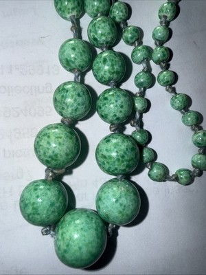 Necklace Czechoslovakia Peking Glass 36  Art Deco Endless Strand Antique