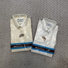 Vintage Sears Perma Prest Short Sleeve Button Lot Of 2 Sz 15.5 Premium Reg Cut