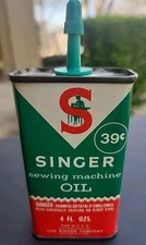 Vtg Singer Sewing Machine Oil Handy Oiler 4oz Metal Can 39¢ USA 1960s