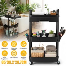 Servierwagen Bastelwagen 3-Etagen Nischenwagen Mobil 360° drehbar mit Haken