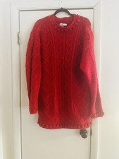 VTG Mohair Oversized Scandi Girl Chunky Knit Cherry Red Pullover Sweater Xl