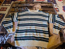 Vintage 100% Cotton Sweater Colorful Mens XL USA Made Victoria Dry Goods Chunky
