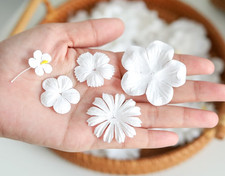 100 Pcs Handmade Mixed Flowers Mulberry Paper Flowers 18 mm - 1.5 Inch Scrapbook