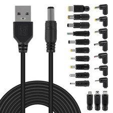 USB to DC 5V Power Cord Universal DC 5.5x2.1mm Plug Jack Charging Cable with ...