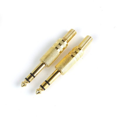 2X Straight Male Stereo Phone Plug Guitar Audio Connector Jack 1/4'' w/Spring Go
