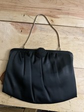 Vintage Ande' Black Clutch Purse with Gold Snap Closure Metal Chain Handle