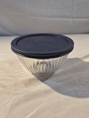 Pyrex 7401-S 3 Cup Ribbed Glass Mixing/Storage Bowl w/ Blue lid