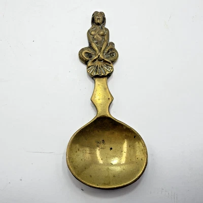 Mermaid Tea Caddy Spoon Brass Reg. No. Mark Rare 4" Antique Novelty Collectable - Image 1 of 4