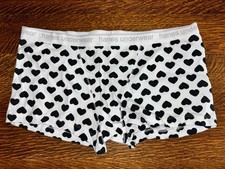 Hanes Womens Size XL /8 Boy Shorts Underwear Black Hearts