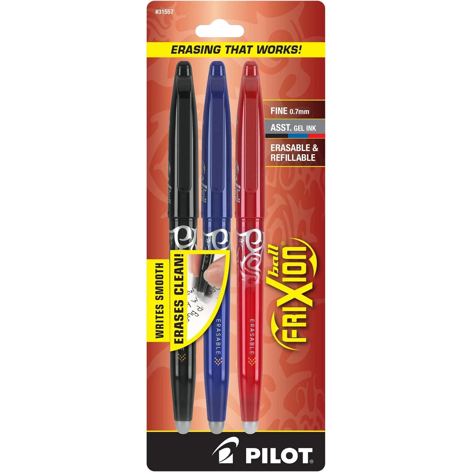 PILOT FriXion Ball Erasable & Refillable Gel Ink Stick Pens,