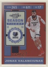 2019 Panini Contenders Optic Season Ticket Red Prizm Jonas Valanciunas #96 6x0