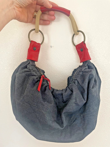 RARE!! 2000's Miu Miu Denim Spirit Shoulder Bag (Medium Sized Hobo)