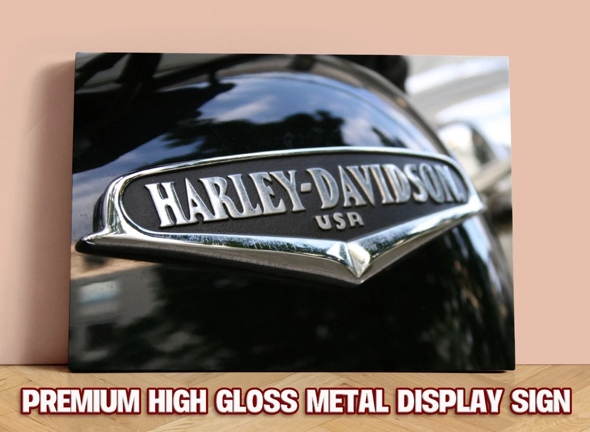 RARE HARLEY DAVIDSON PREMIUM GLOSS METAL SHOWROOM GARAGE DISPLAY SIGN Large A3