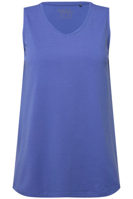 Ulla Popken große Größen Shirt 62+ blau lila Top A Linie V Ausschnitt ärmellos